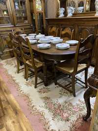 Duży owalny stół dębowy + 6 krzeseł #176 *WYPRZEDAŻ* Stylowy Węgrów