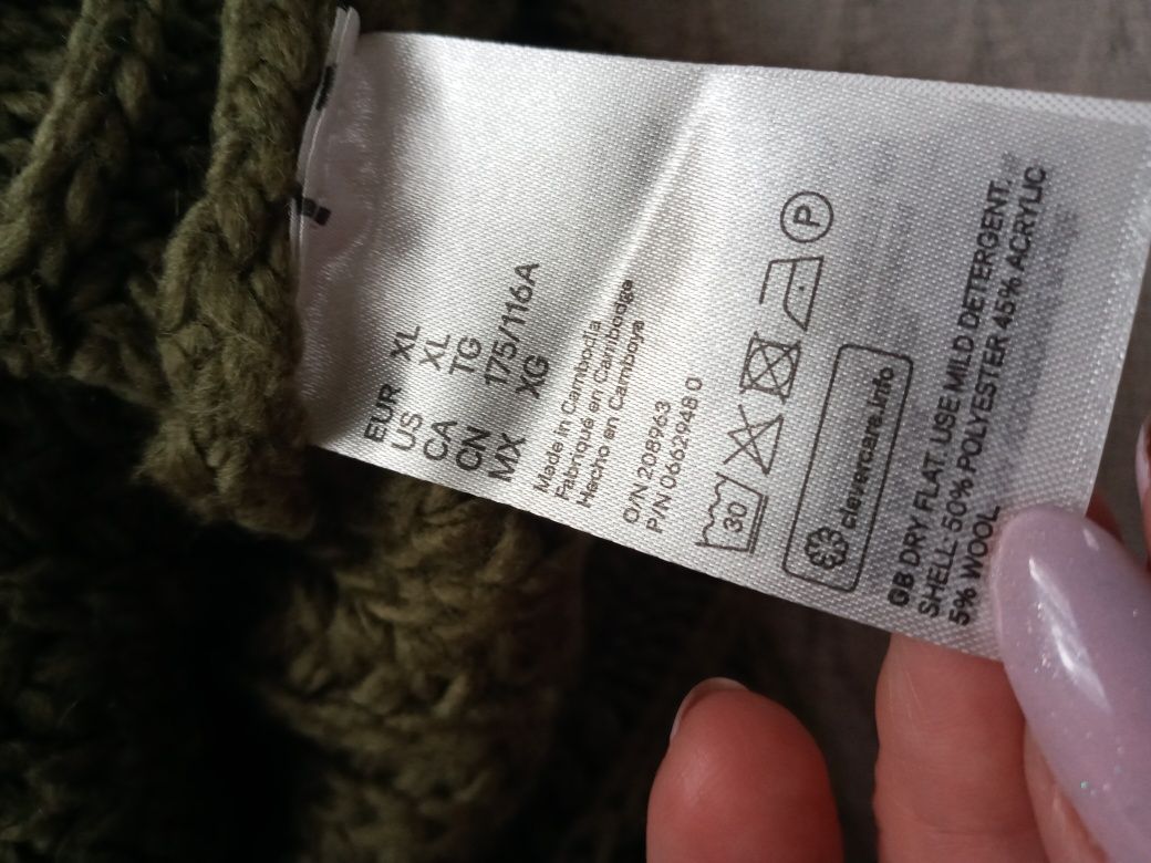 Zesraw H&M rozmiar XL wygodne spodnie i luźny sweter butelkowa zieleń