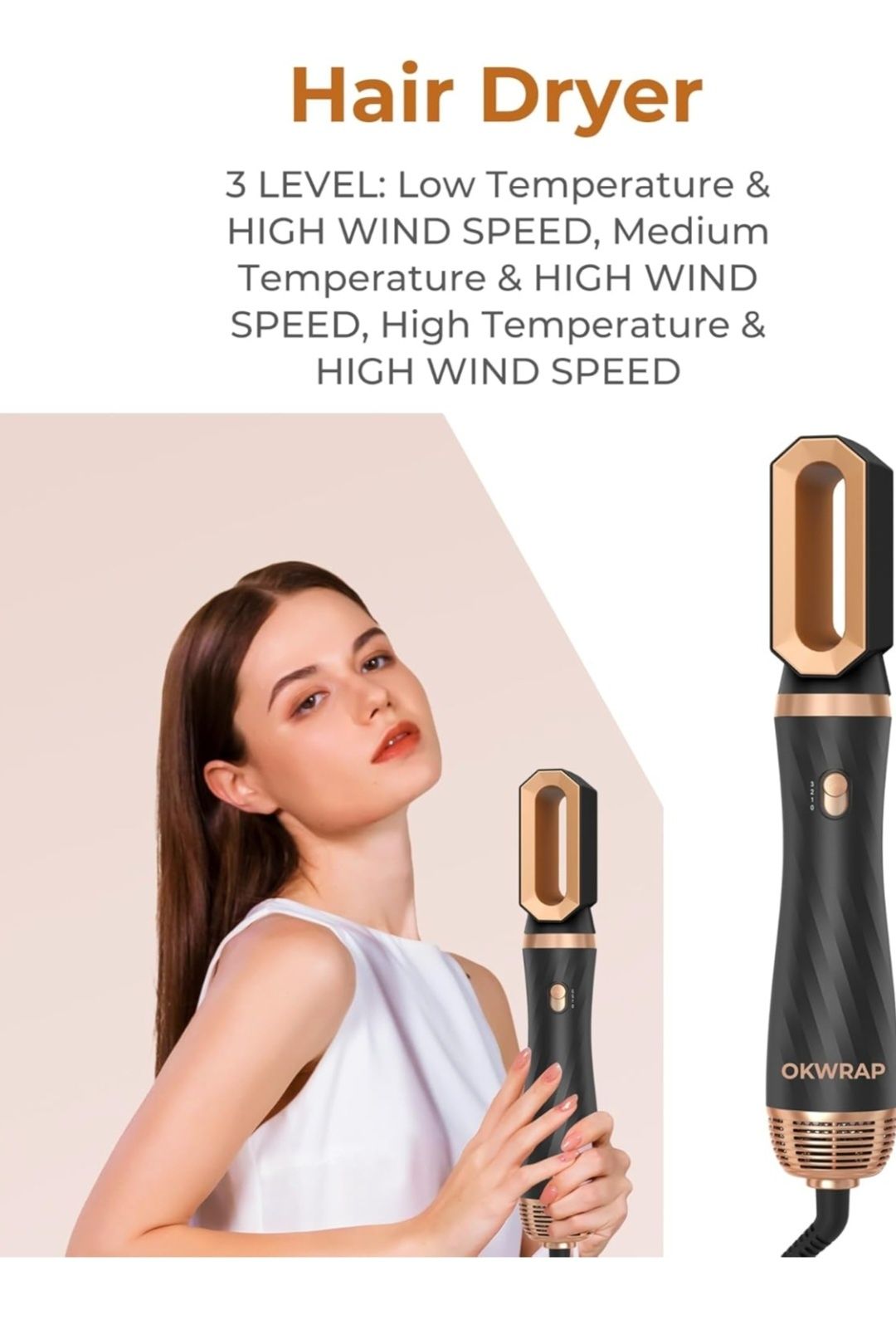 OKWRAP Hair Styler Airstyler zestaw 6 w 1 z okrągłą suszarką do włosów