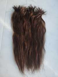 Włosy naturalne średni brąz dziewicze ok 120g na keratynie minikapsułk