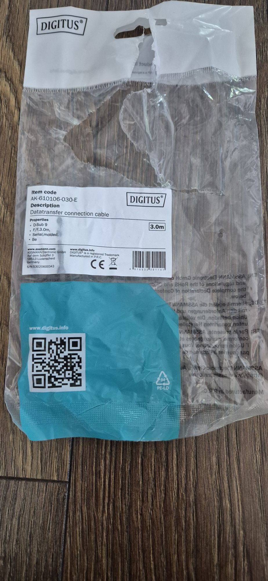 Kabel przewód szeregowy DSUB 9pin RS232 COM 3m