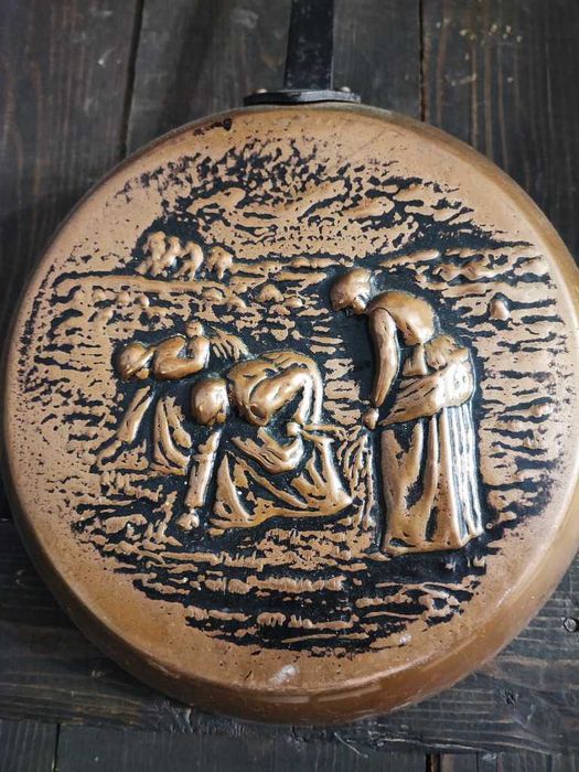 Stara miedziana patelnia ozdobna Vintage