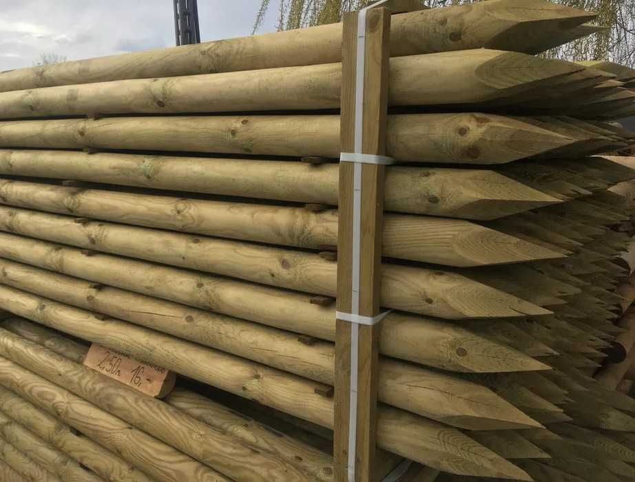 Paliki słupki drewniane  stabilizacji drzew fi5cm dł250cm ze Swadzimia