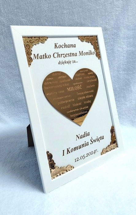 Ramka, podziękowanie dla chrzestnych, dziadków, I Komunia Święta