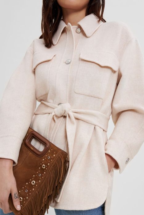 Пальто рубашка Maje шерсть