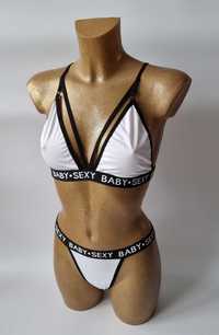 Nowy strój kąpielowy sexy bikini białe czarne wycięte rozm M