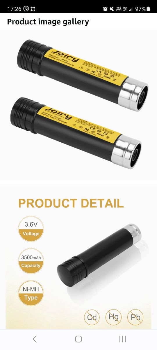 Black Decker Bateria Joiry 3.6 V 3500 mAh Ni-MH