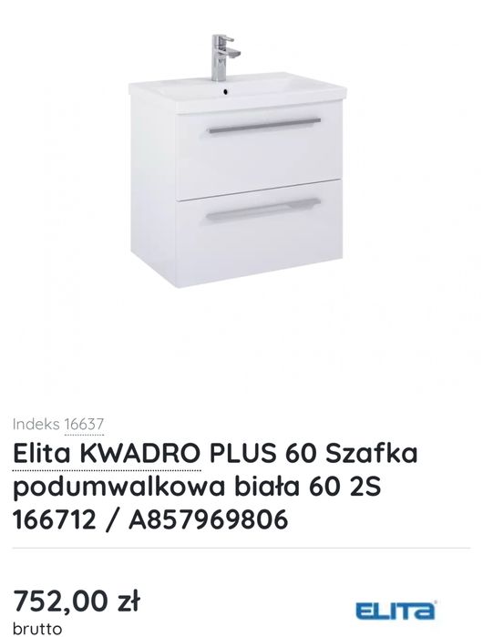 Szafka podumywalkowa ELITA KWADRO PLUS 60 2szuflady