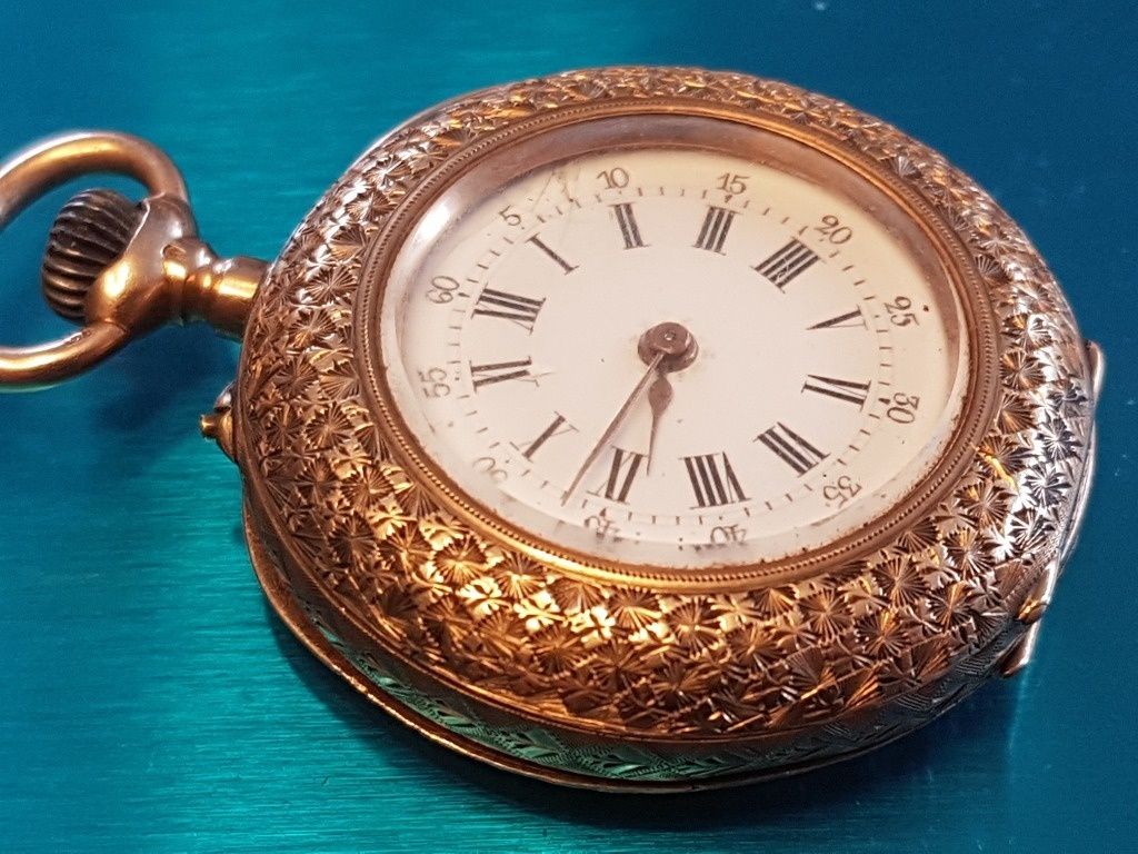 Secesyjny zegarek, złoty zegarek 14 k, 585