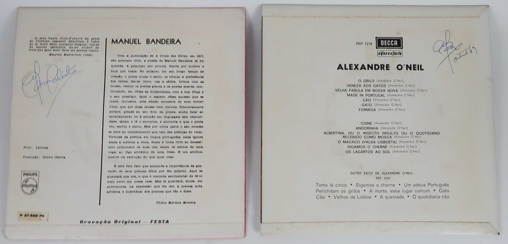 Disco Singles 7" raros, poemas falados, CADA