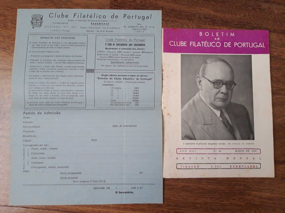 Boletim do Clube Filatélico de Portugal nr 93 - Março 1959