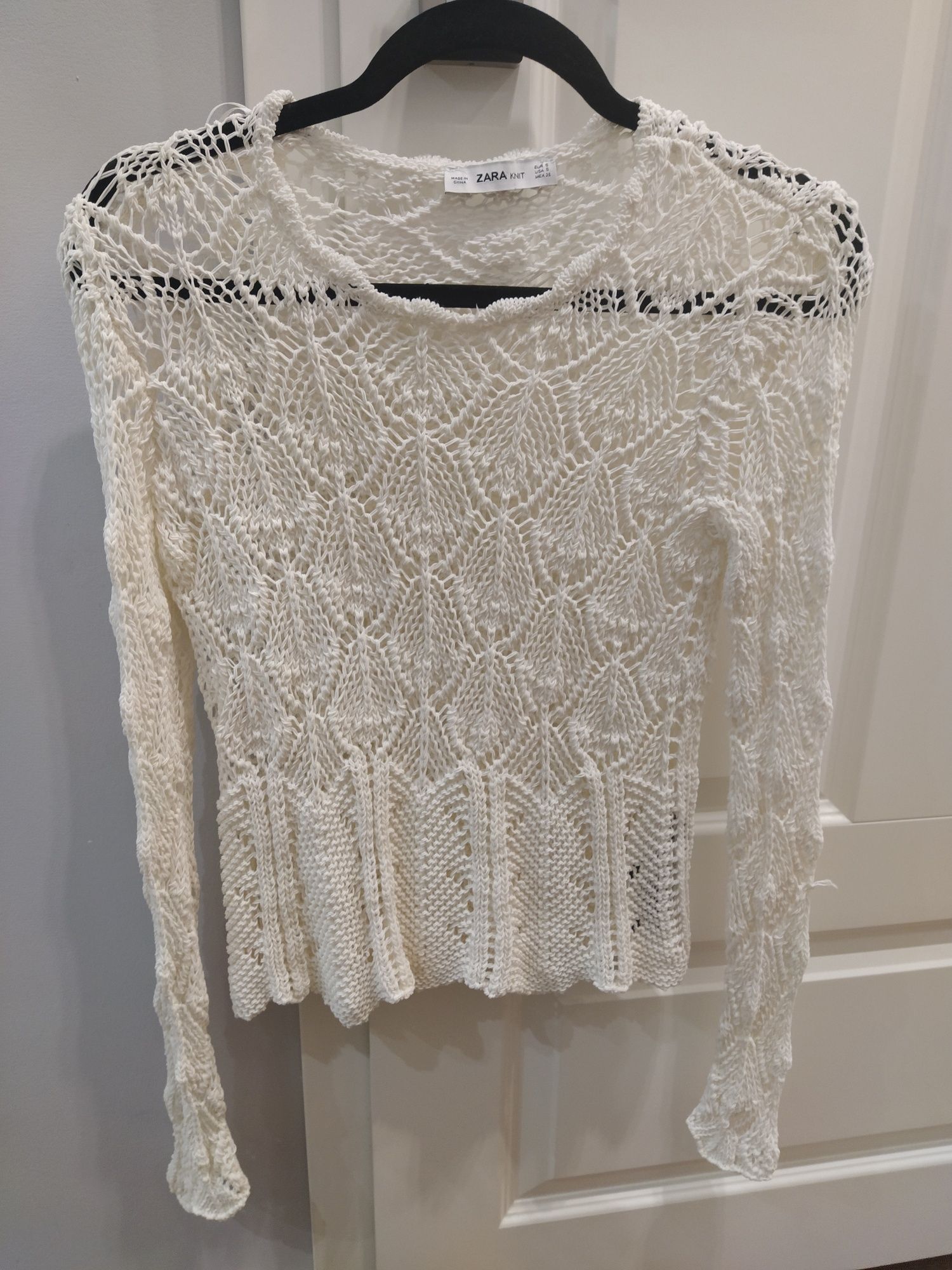 Sweter sweterek Zara pleciony szydelkowy  vintage baby S 36 cudny