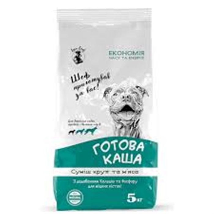 Каша готова з м"ясом для дорослих собак 5кг Лапа Шеф