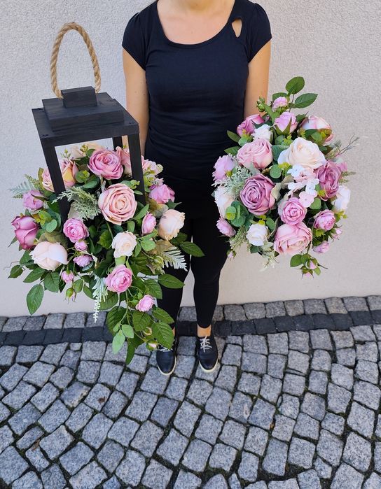 Komplet na grób, cmentarz, pomnik,kompozycja nagrobna, wiązanka,kwiaty