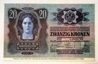 Banknot - ZWANZING KRONEN z 1913r. z Austrii - reprodukcja