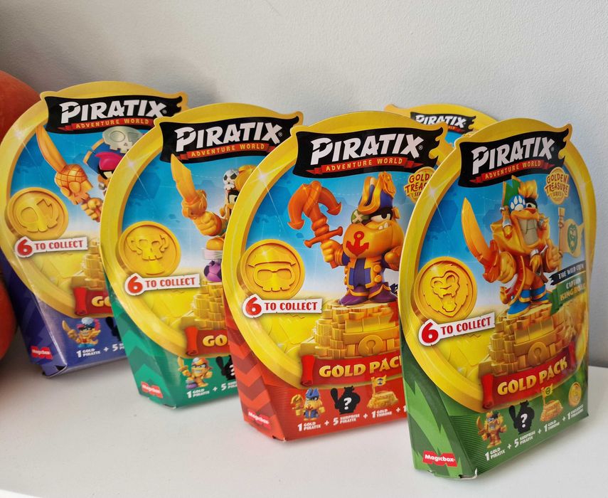 2 X PIRATIX GOLDEN TREASURE Gold Pack 10 figurek 2 zloty kapitan +grat