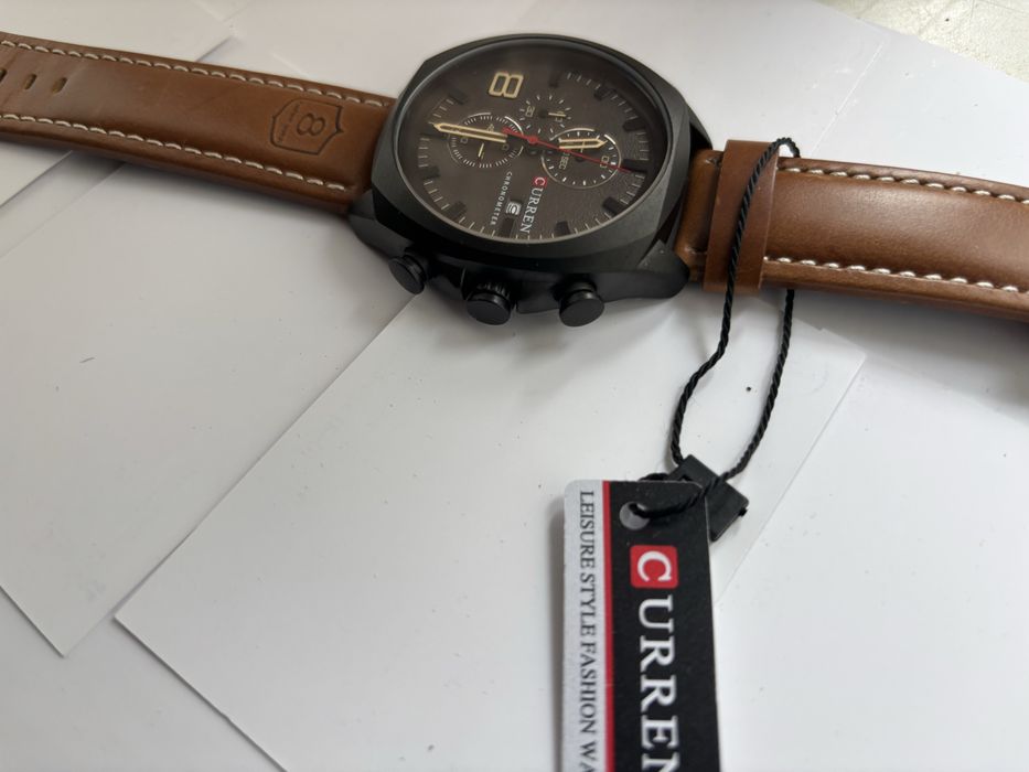 Часы Curren мужские, кожаный ремешок, кварцевые