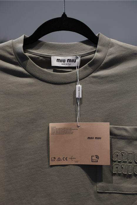 Лонгслів Miu Miu Long Sleeve Crop T-Shirt Green