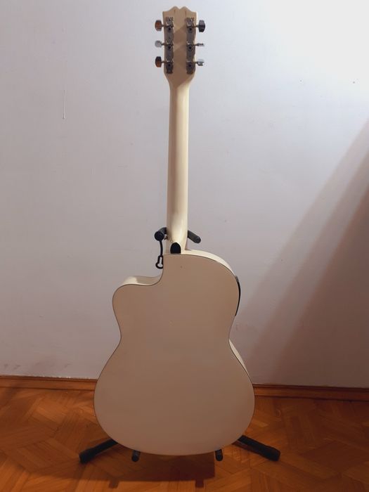 Gitara elektroakustyczna biała ŁS