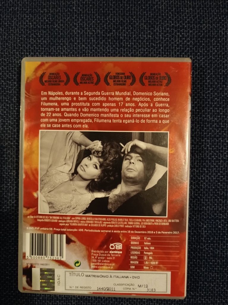 DVD do filme clássico "Matrimónio à Italiana" (portes grátis)