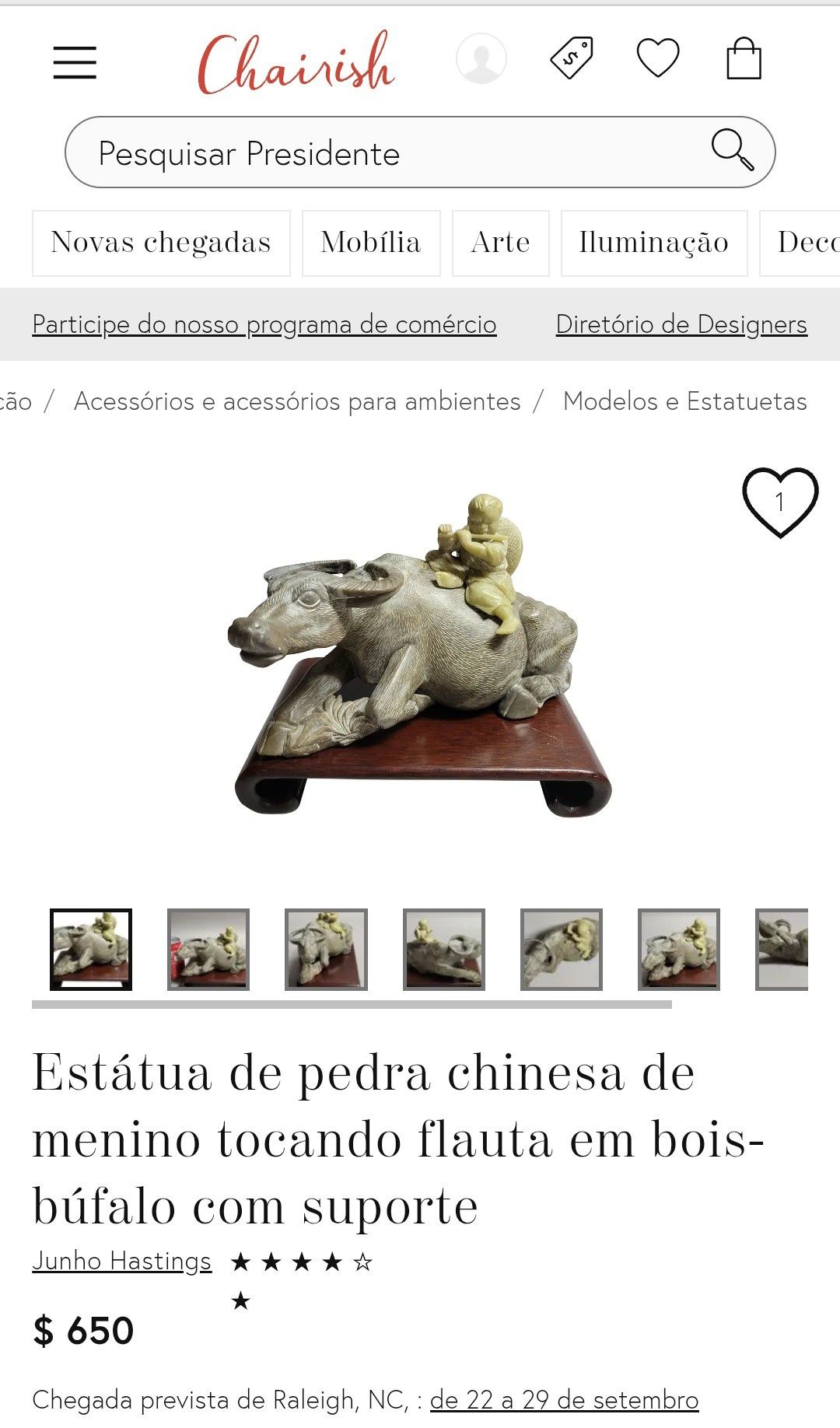Peça chinesa feita em pedra de sabão.
