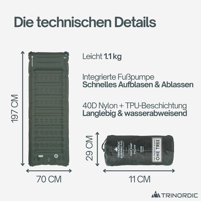 Mocna Samopompująca Karimata Mata Kempingowa 197x70x12 Materac Gruby
