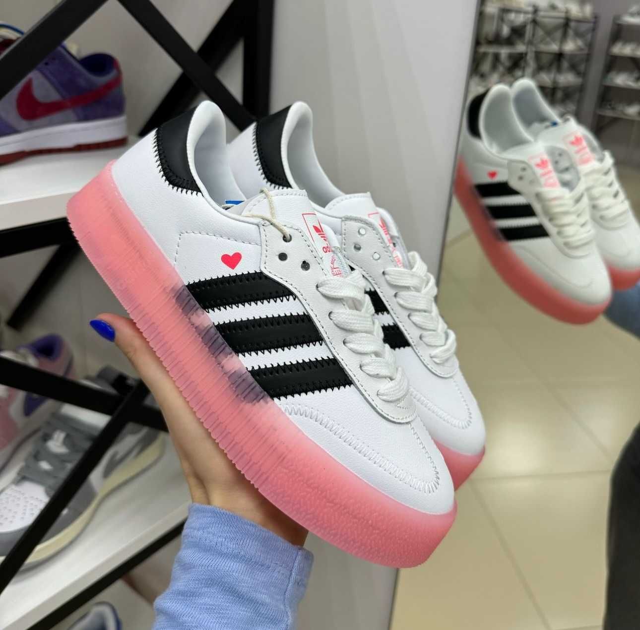 Женские кожаные кроссовки Adidas Samba Valentine's Day адидас самба