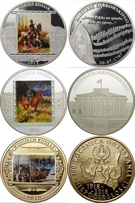 Monety Kossak Olszynka Grochowska Mazurek Dąbrowskiego Niepodległość
