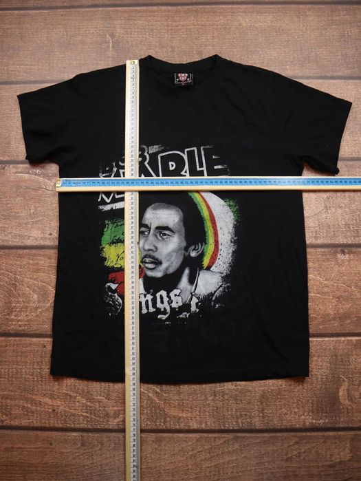 Vintage Retro Bob Marley Tshirt czarna koszulka z krótkim rękawem