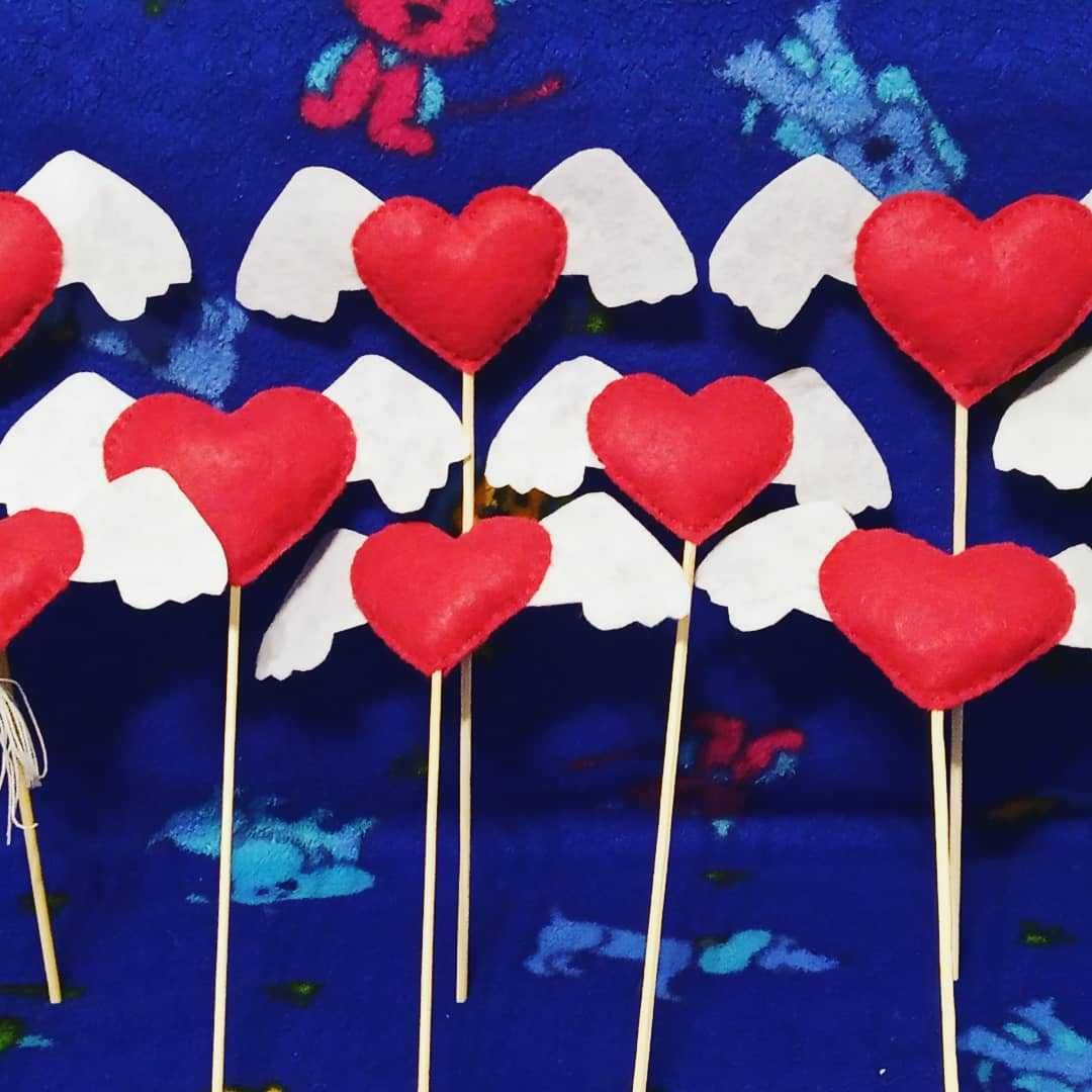 Серце сердце на палочке валентинка фетр Валентина