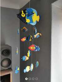 Drewniane kolorowe rybki zawieszka 55 cm 20cm 7cm 16 sztuk