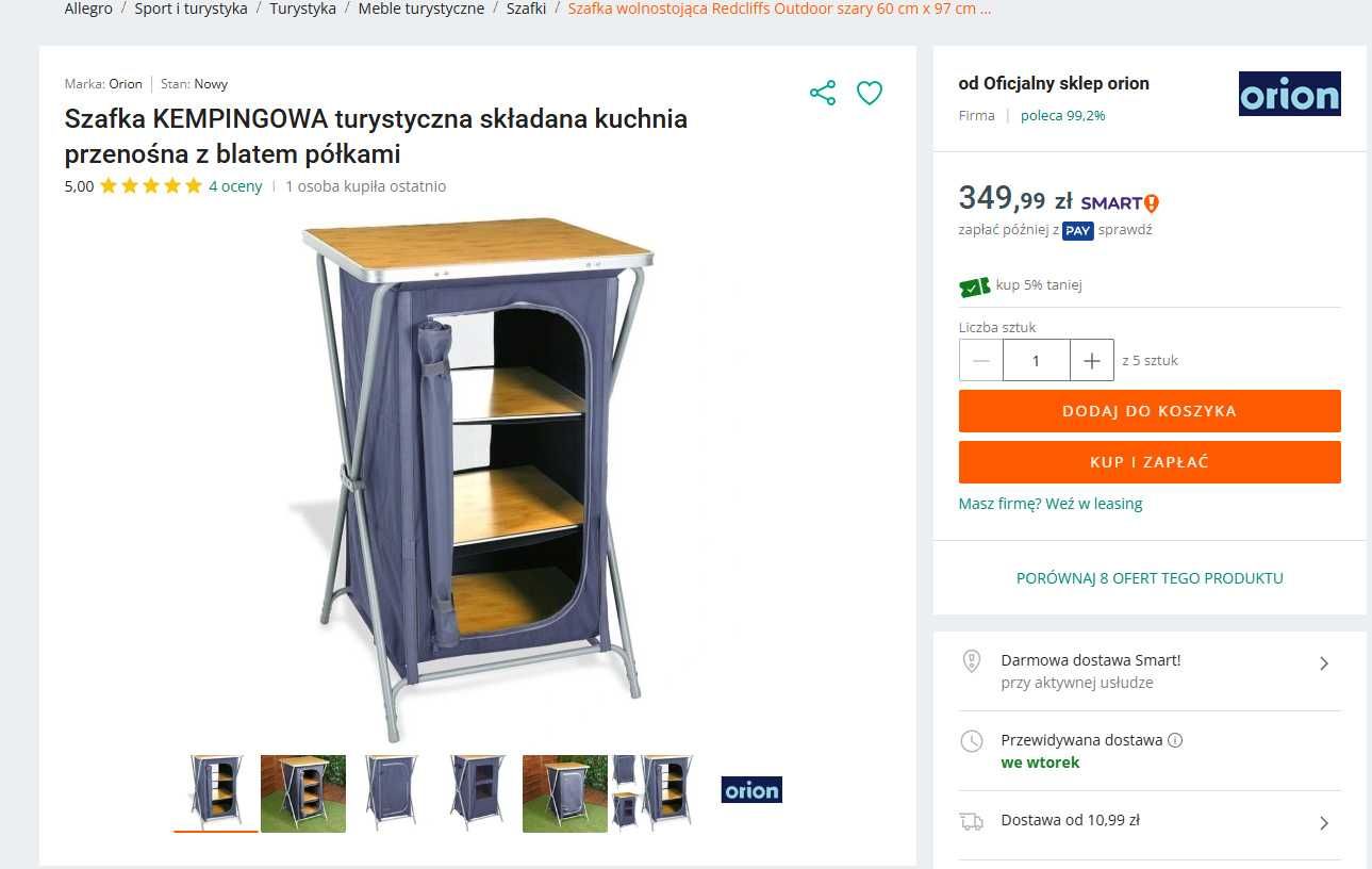 Namiot 5 osobowy + szafka turystyczna + baldachim 9m2