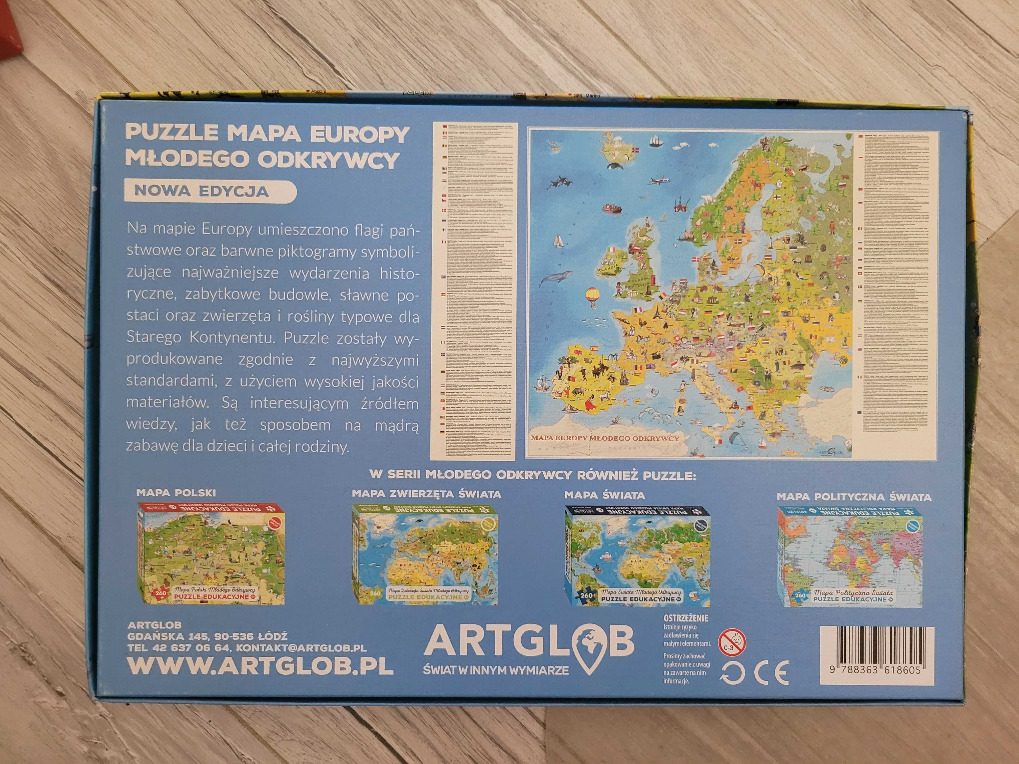 Puzzle edukacyjne Mapa Europy 260 szt