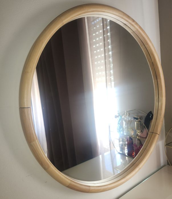 Espelho 80 cm de Diâmetro ( redondo) / Madeira rubberwood