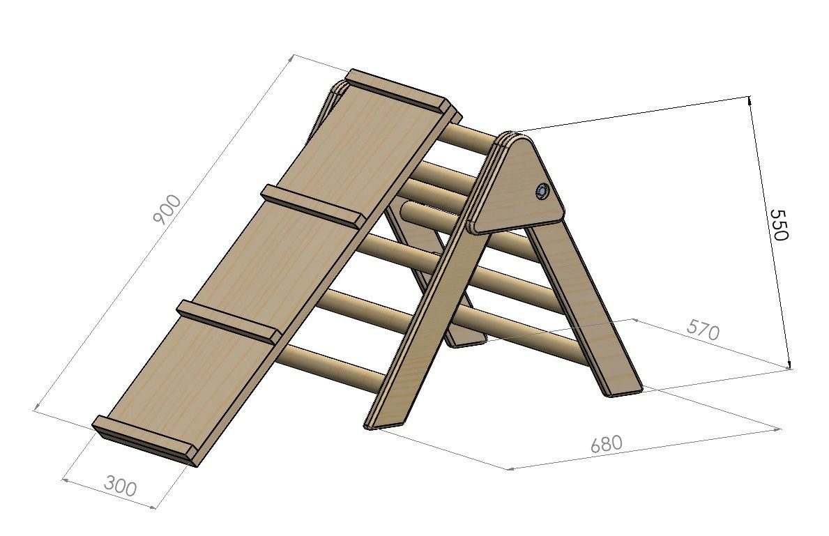 NOVO - Triângulo de Pikler com prancha de escalada/escorrega