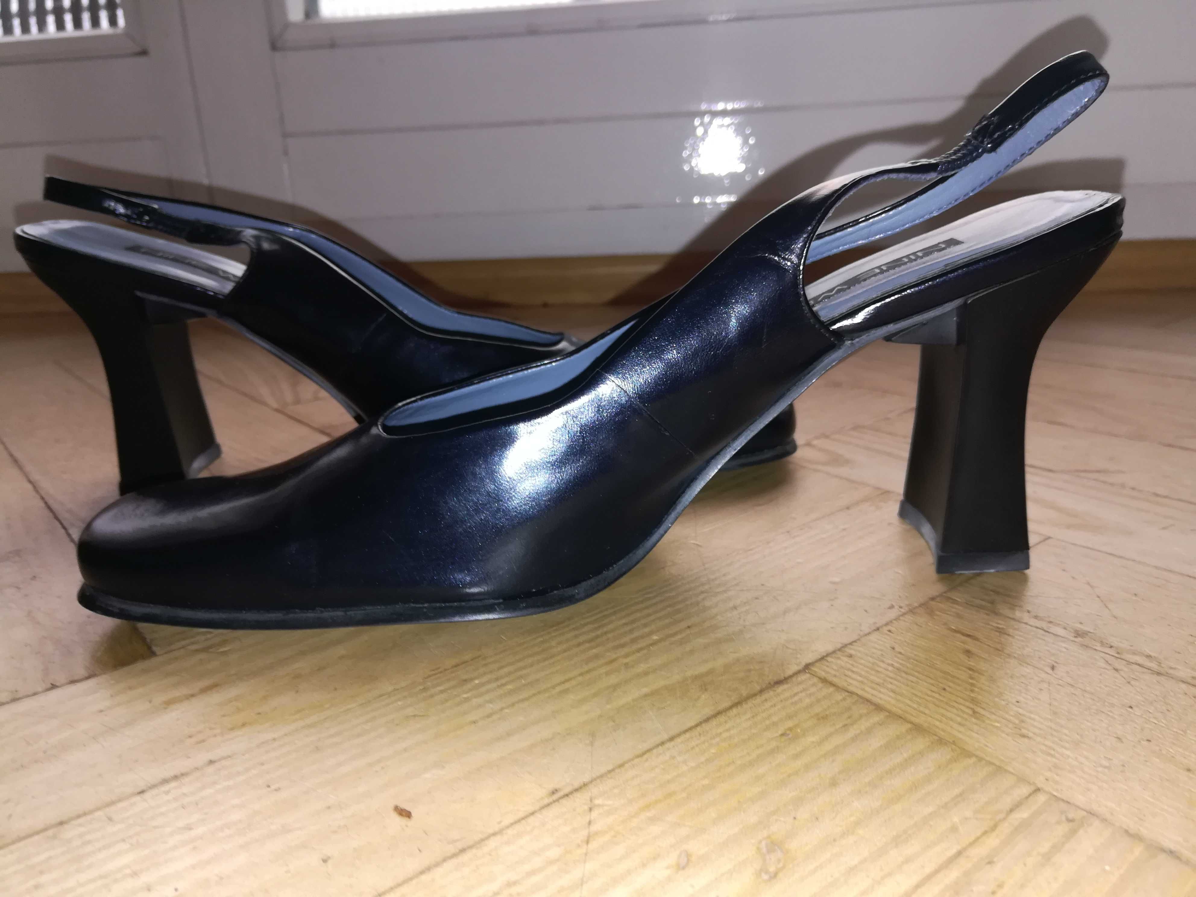 Buty skórzane na obcasie r.38,5/39 NINE WEST jak nowe