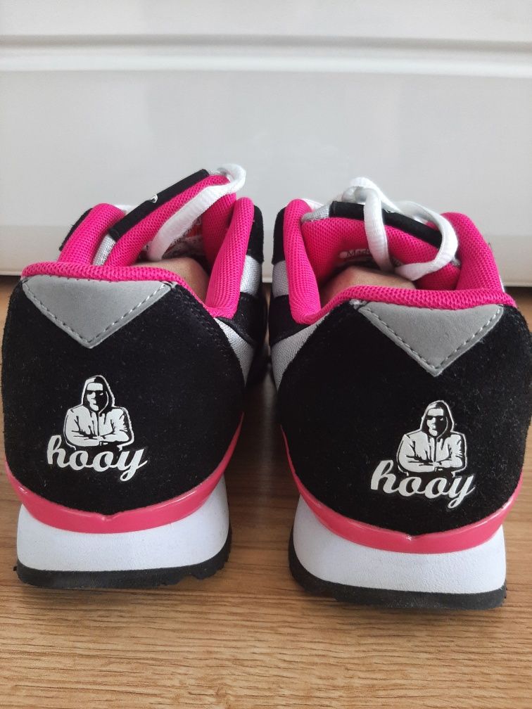 Hooy Spider buty sportowe damskie czarne różowe rozmiar 38 Nowe zamsz