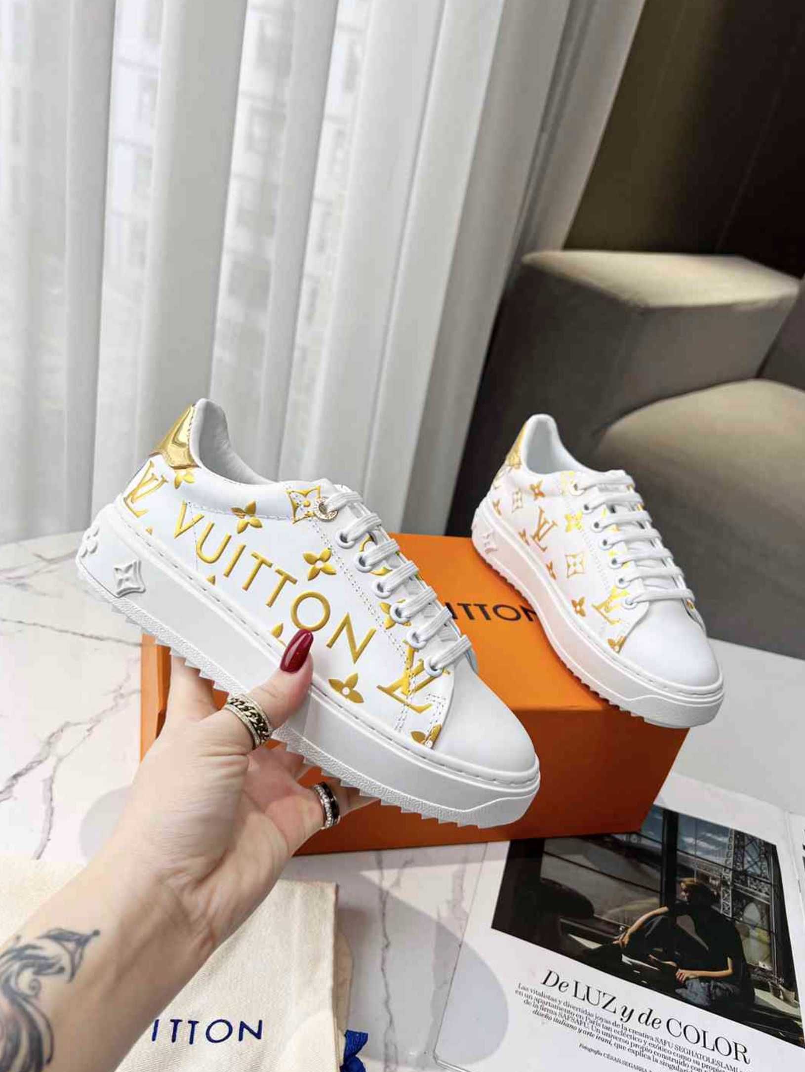 LOUIS VUITTON Buty Sportowe 'TIME OUT' Biało Złote