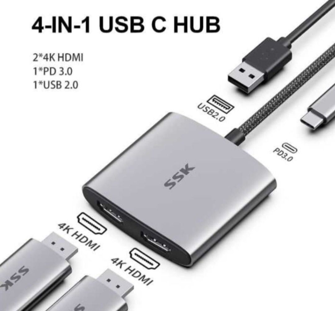 Adapter przejściówka rozdzielacz Type-C HDMI 4w1