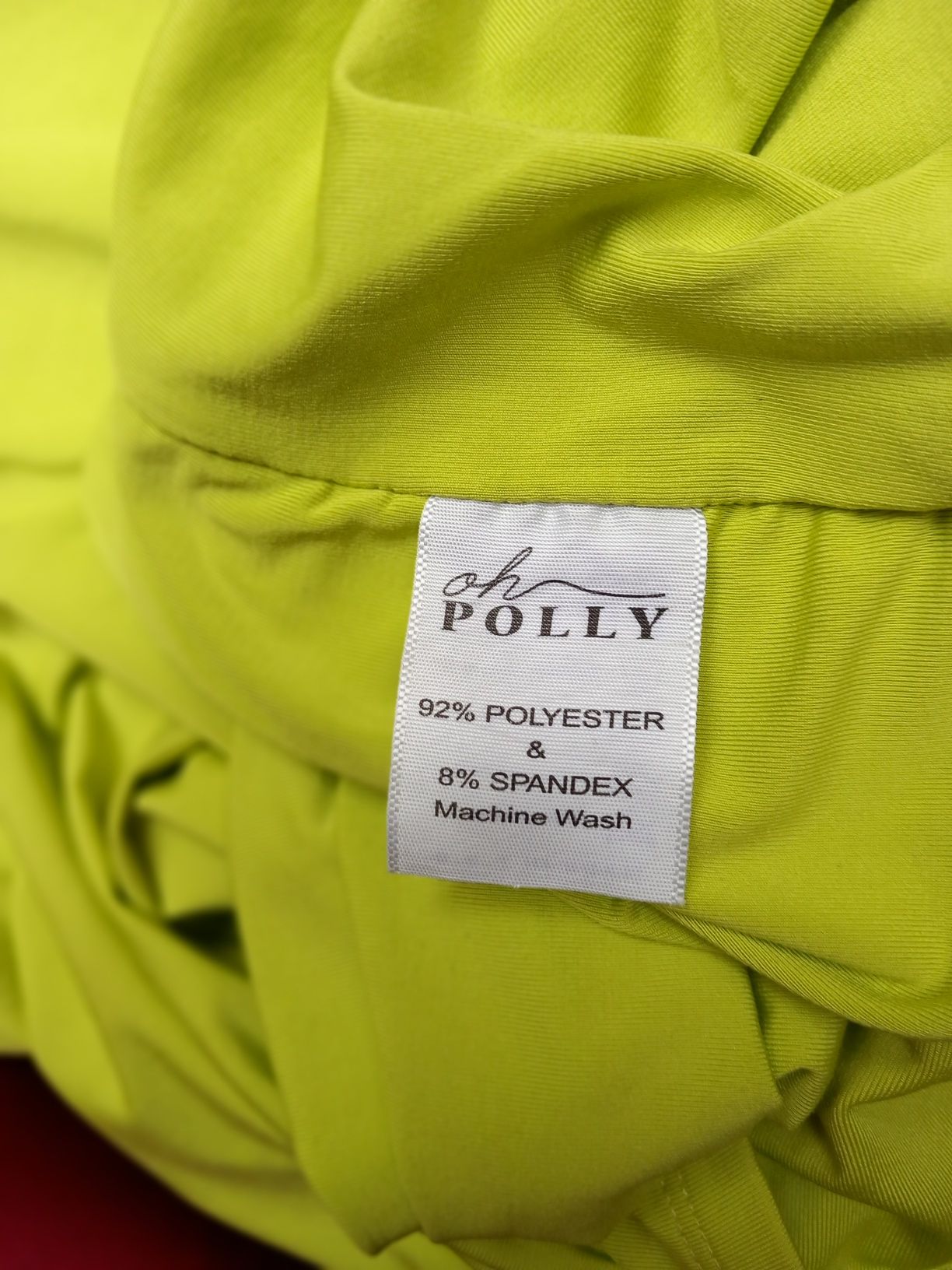 sukienka Oh Polly roz.40 limonkowa z marszczeniami