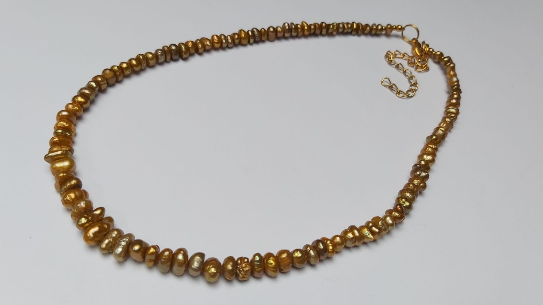 Lśniące złote perły naturalne wyjątkowy naszyjnik