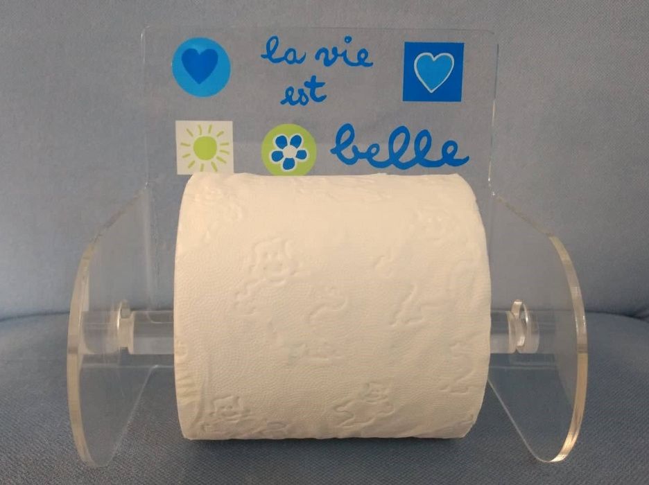 14 Peças Decoração WC Marca "La Vie est Belle" Azul/Verde - IMPECÁVEIS