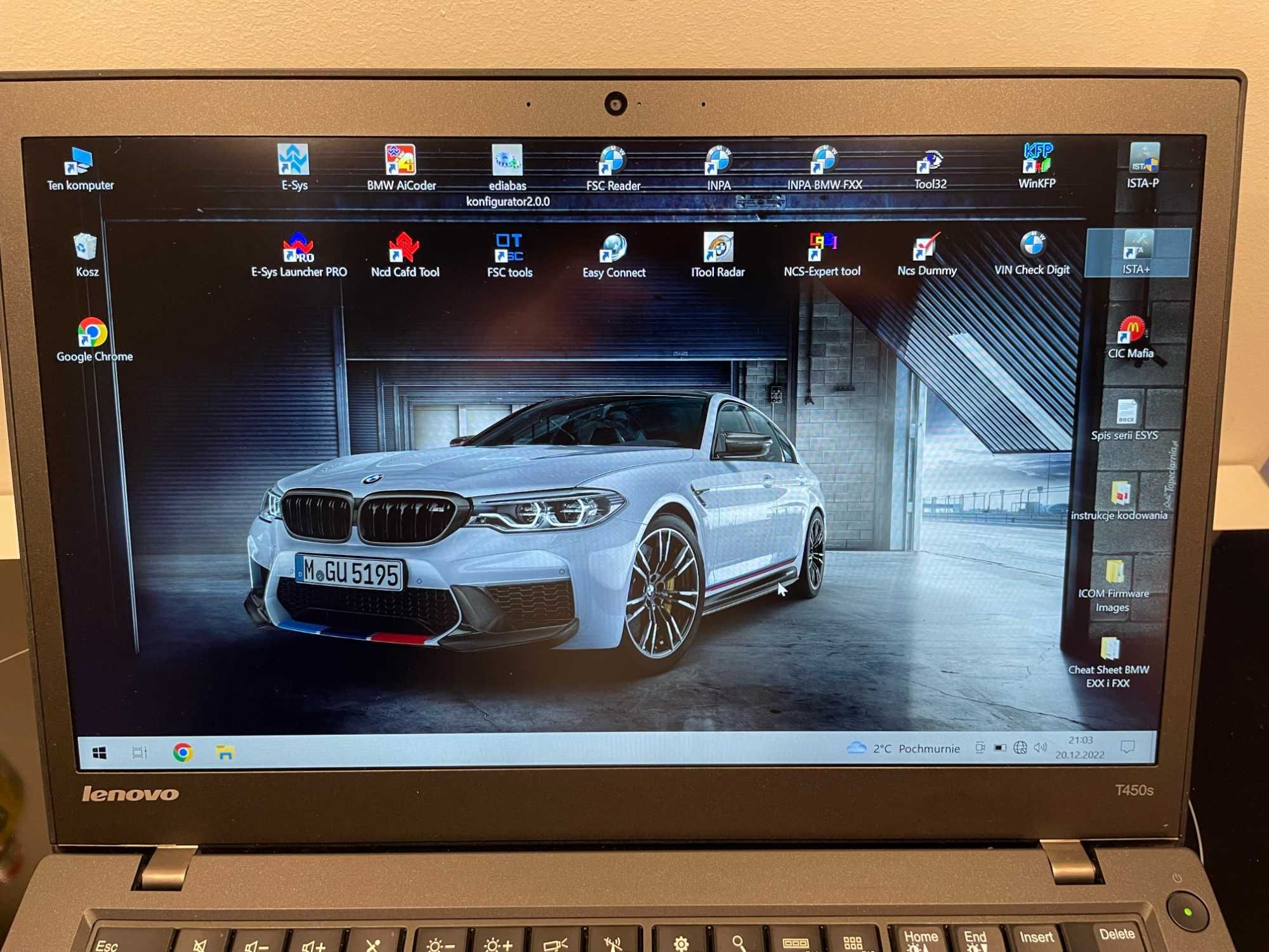 KONKRET ZESTAW Laptop + Dysk 1TB SSD + Kabel ENET Interfejs diagn. BMW