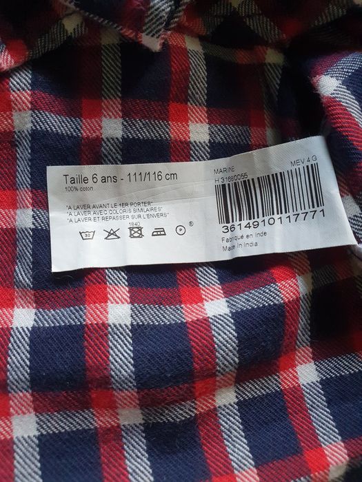 Koszula bawełniana w kratkę Monoprix Kids marine 110-116cm