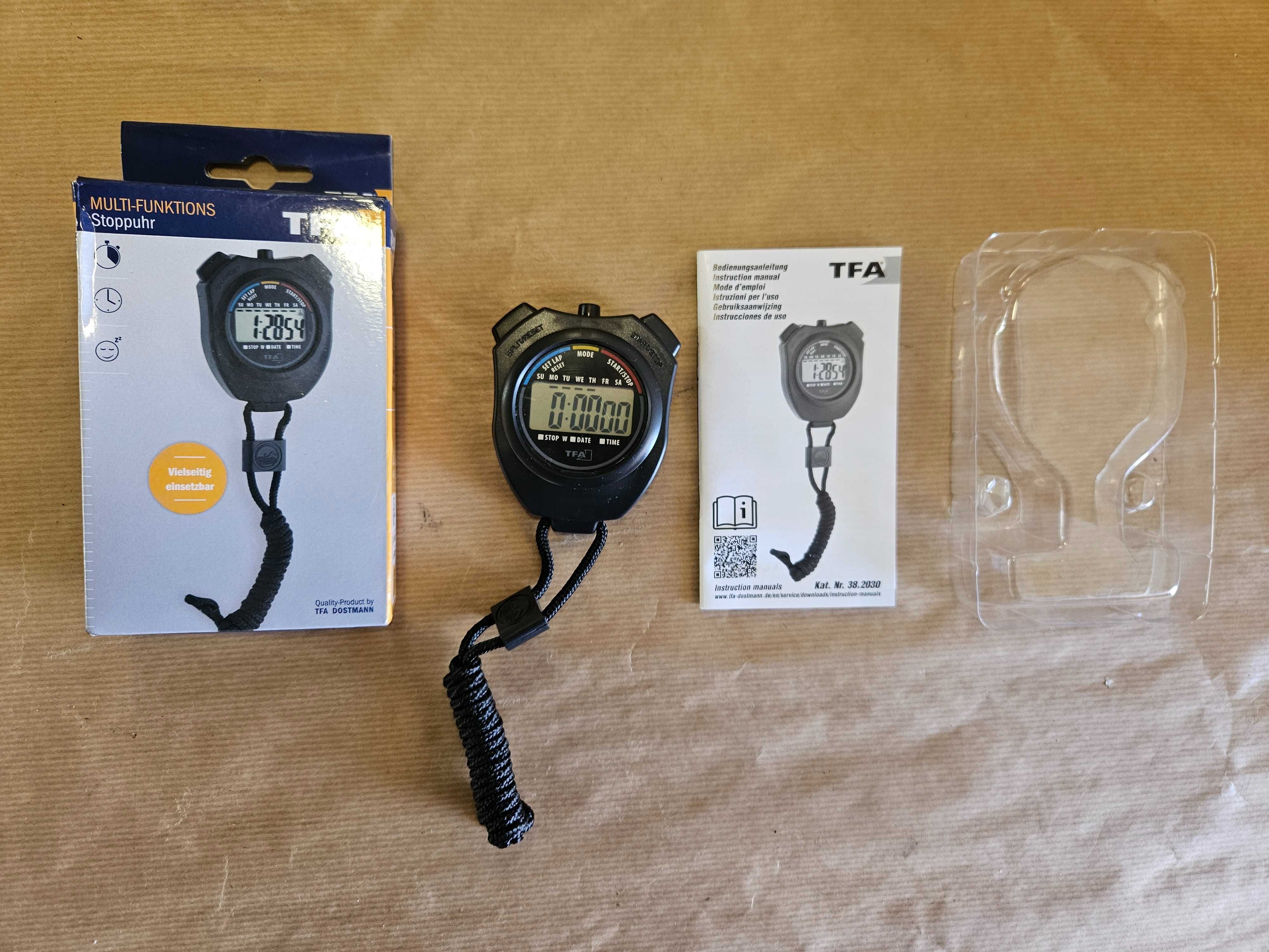 Stoper TFA 38.2030, zegar, alarm z funkcją snooze, 1/100 sekundy