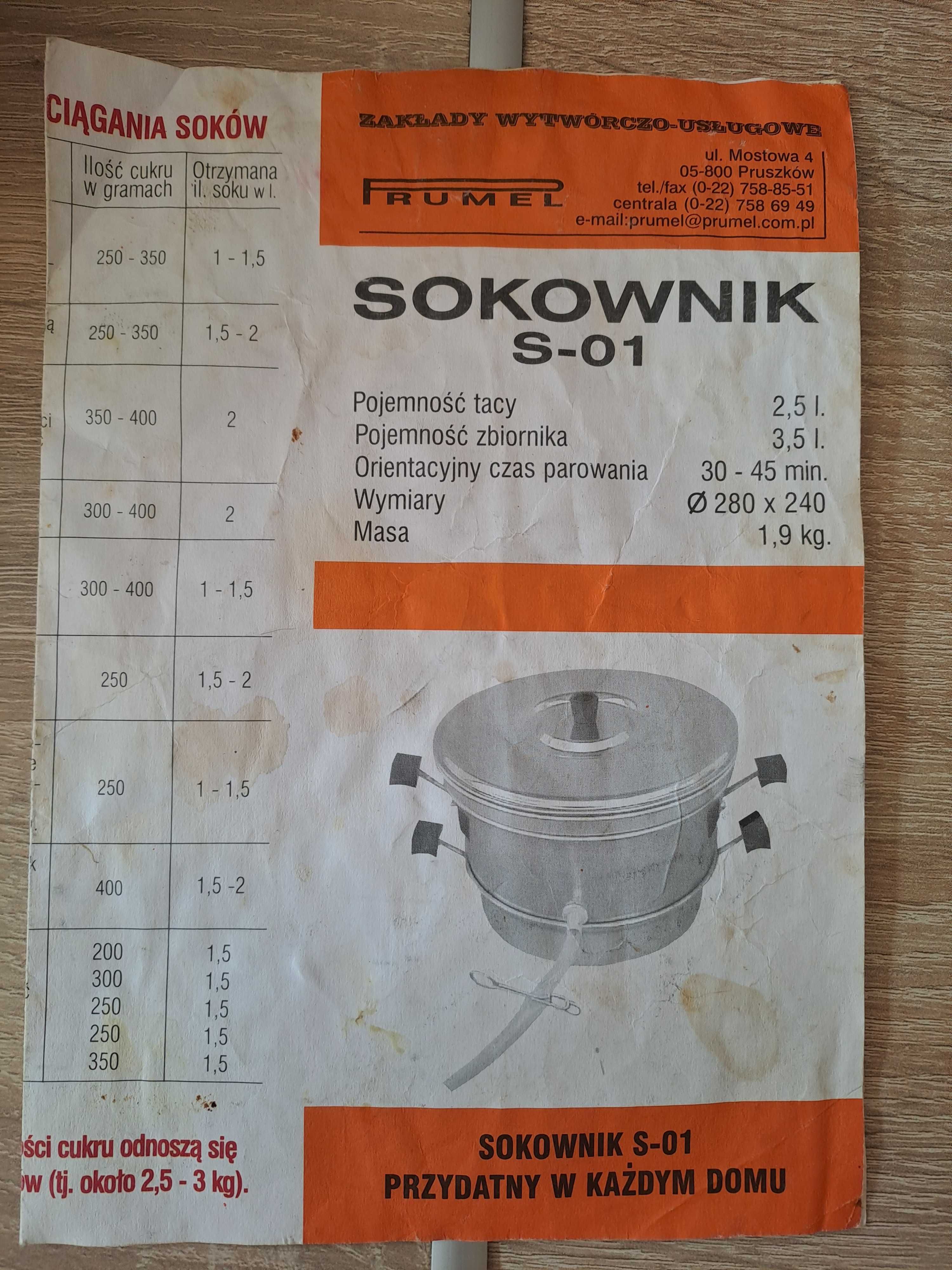Sokownik SO1 poj. 3,5 litra prod. Polska Pruszków używany