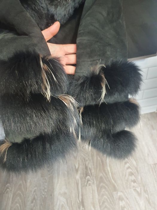 Зимняя натуральная дубленка с натуральным мехом