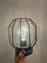 Lampka lampion latarnia led z żarówką na baterie tylu loft grafitowa