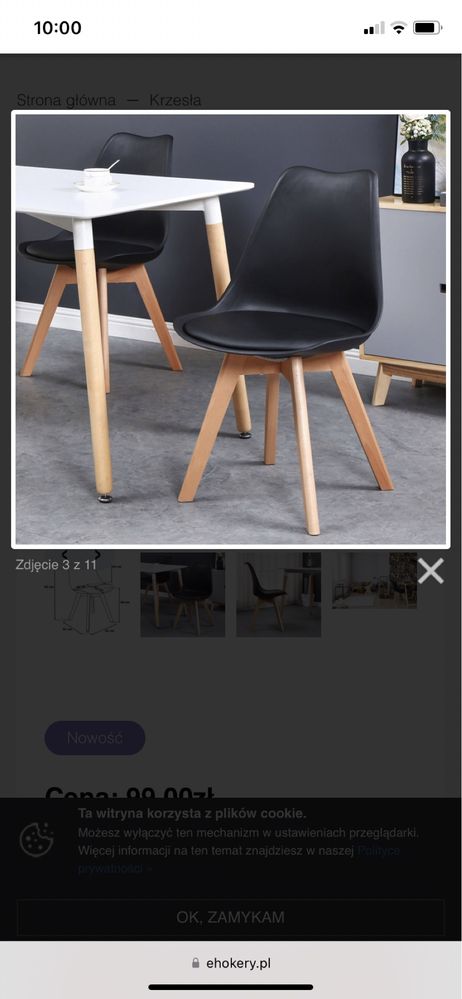Krzesła nowoczesne,skandynawskie,,kuchnia/jadalnia czarne 6szt.