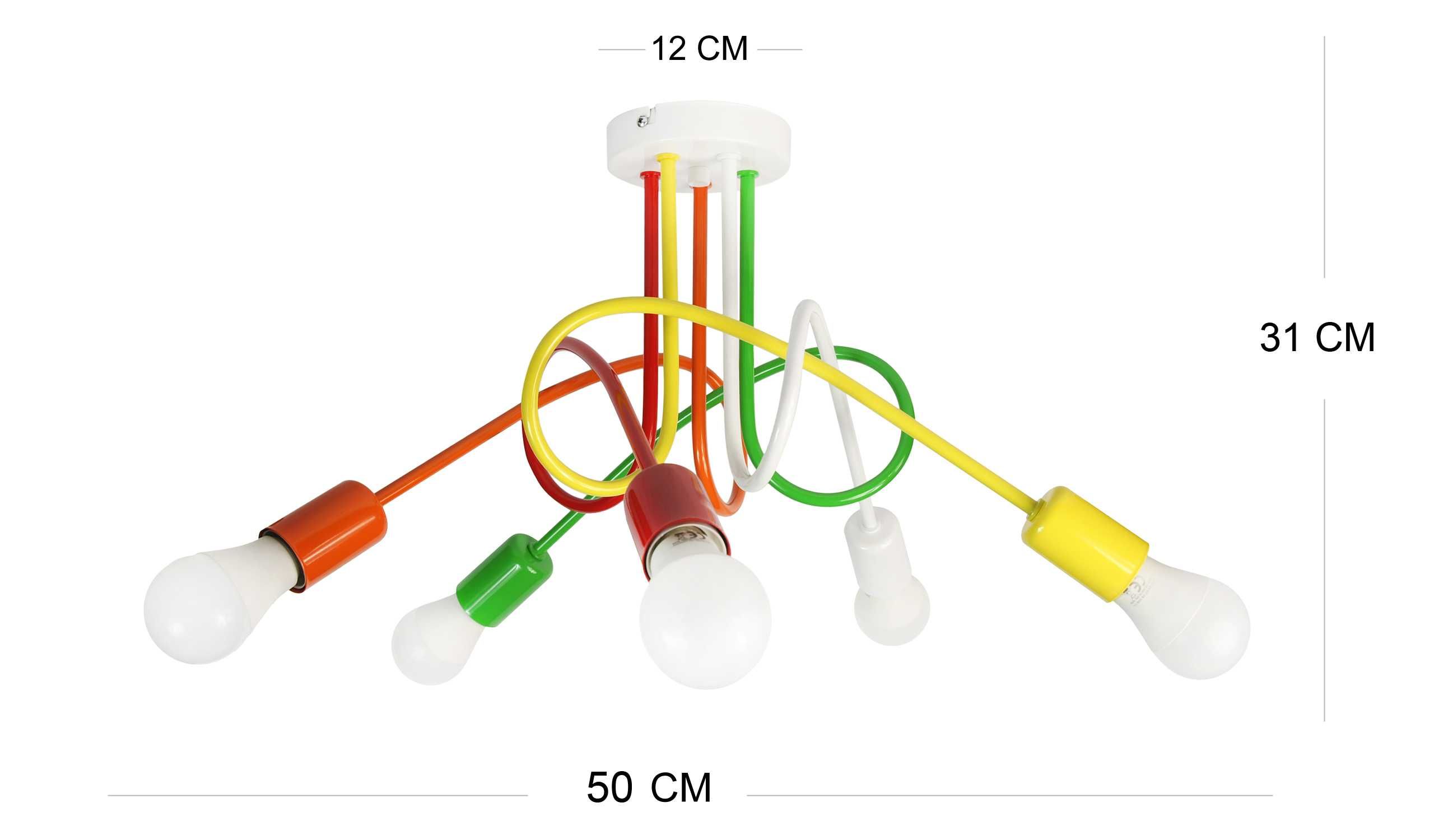 Kolorowa lampa sufitowa do pokoju dziecięcego na 5 żarówek